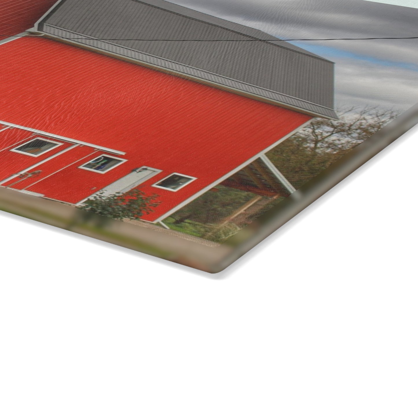 U R There Photography Connell Road Modern Red Rustic Farmhouse Tempered-Glass Cutting Board