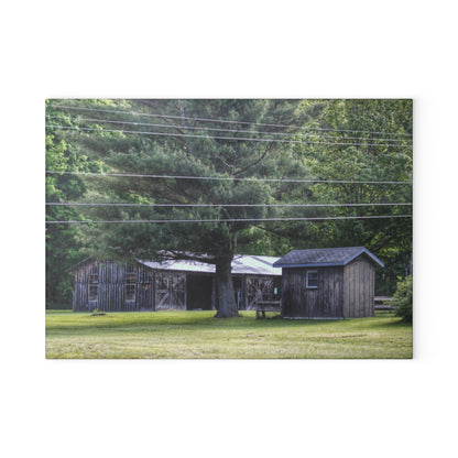 U R There Photography Leonard Road Roadside Greys Rustic Farmhouse Tempered-Glass Cutting Board