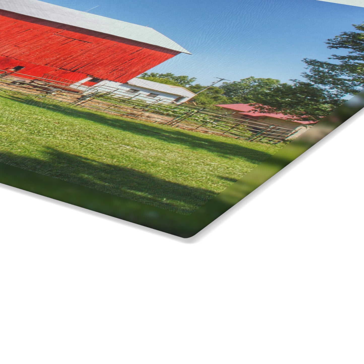 U R There Photography Harris Road Red Rustic Farmhouse Tempered-Glass Cutting Board