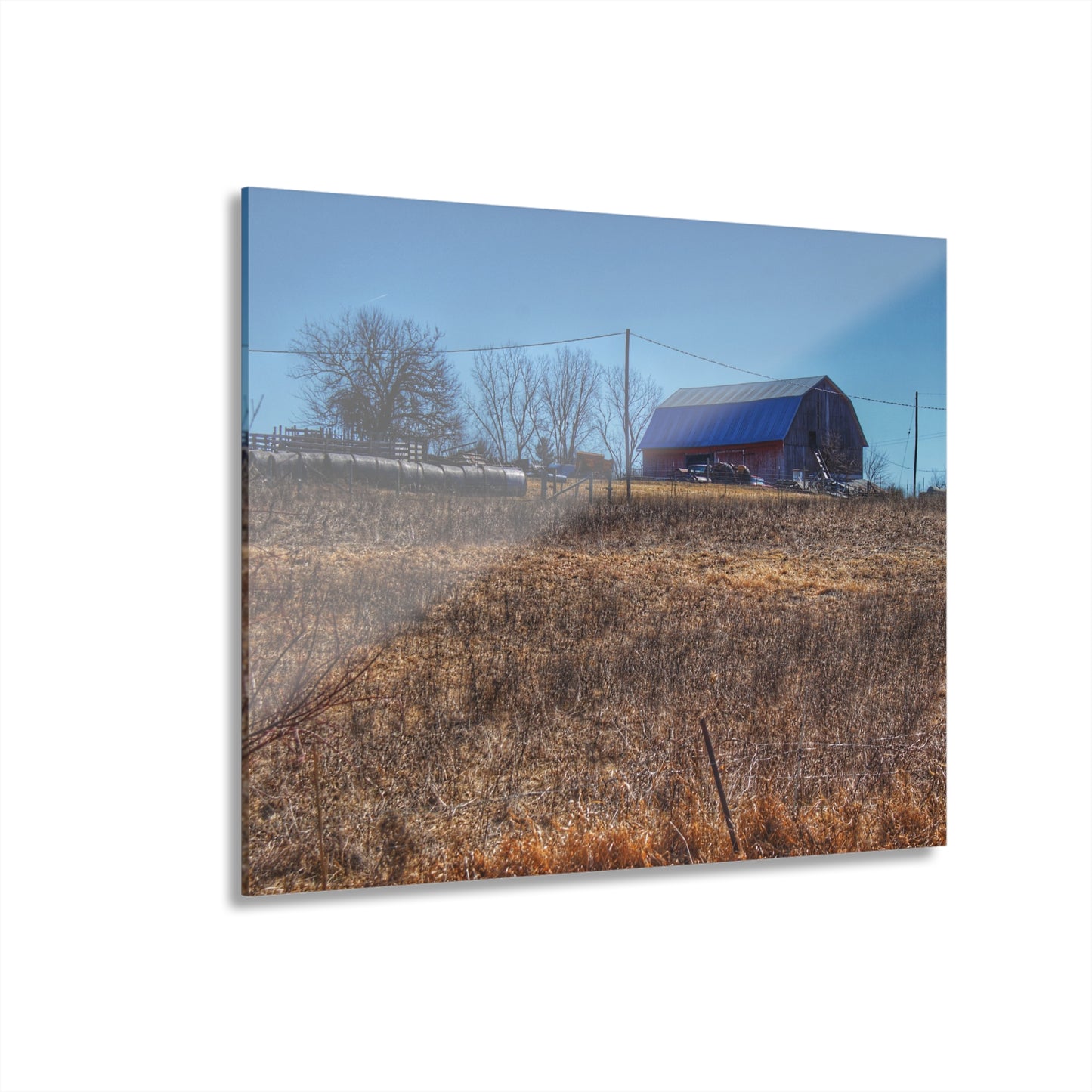 U R There Photography Marathon Haybarn on the Hill I Rustic Farmhouse Acrylic Wall Print