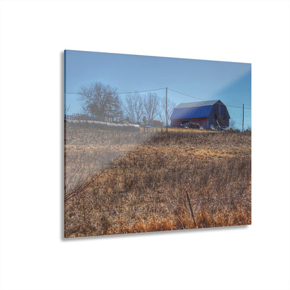 U R There Photography Marathon Haybarn on the Hill I Rustic Farmhouse Acrylic Wall Print