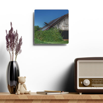 U R There Photography Grey Shack of Millington Rustic Farmhouse Acrylic Analog Wall Clock