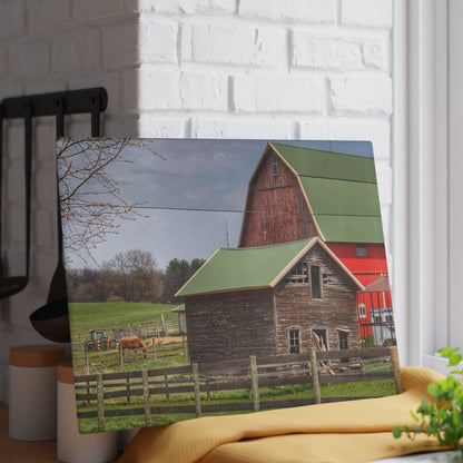 U R There Photography Oregon Road Tilted Little Grey Rustic Farmhouse Tempered-Glass Cutting Board