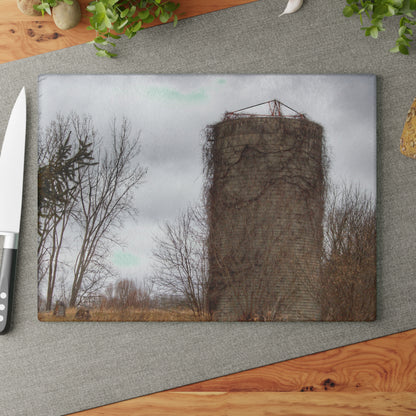 U R There Photography West Barnes Lake Silo Rustic Farmhouse Tempered-Glass Cutting Board