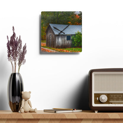 U R There Photography Grey Roadside Shack Rustic Farmhouse Acrylic Analog Wall Clock