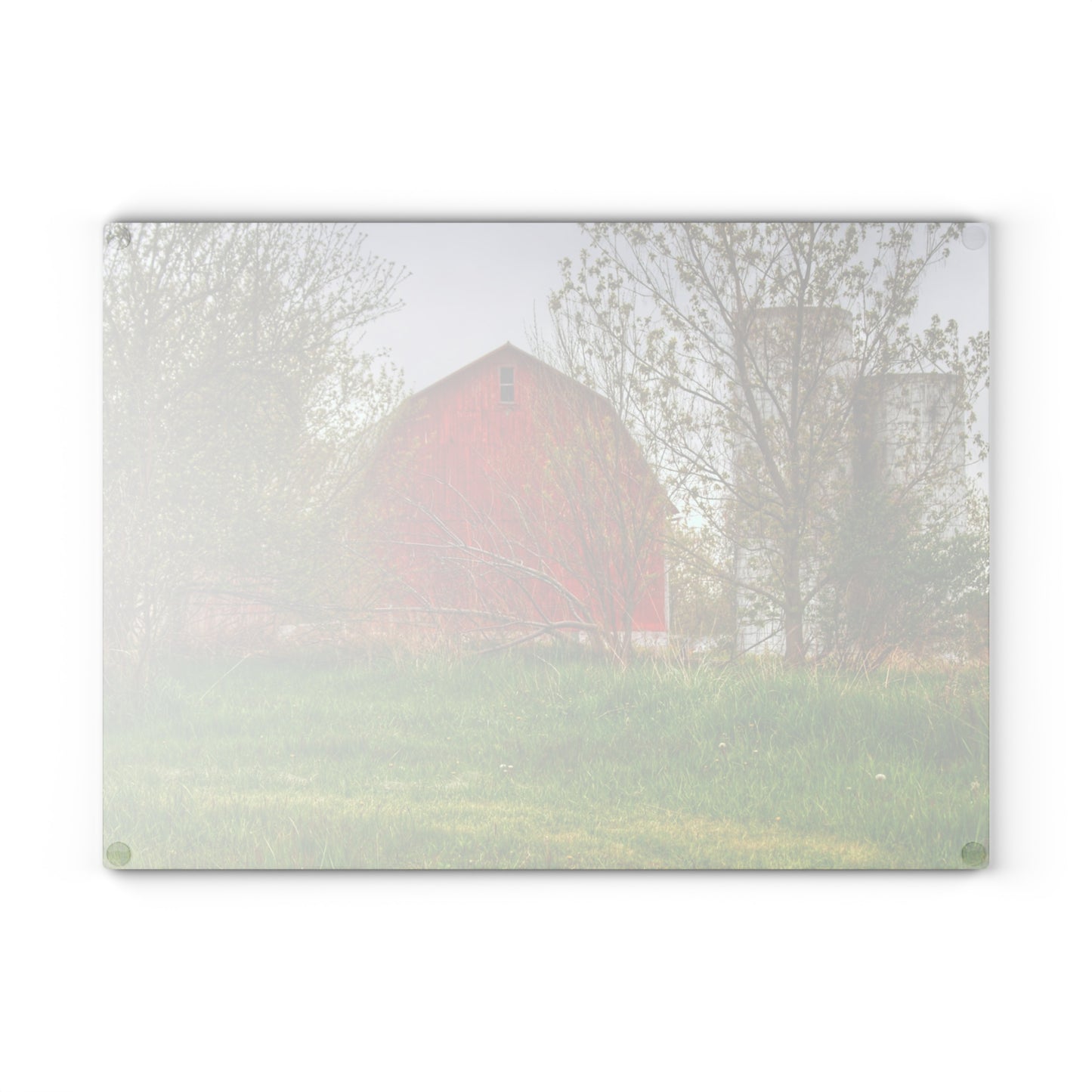 U R There Photography Castle Corner Red I Rustic Farmhouse Tempered-Glass Cutting Board
