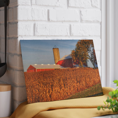 U R There Photography Lake Pleasant Reds I Rustic Farmhouse Tempered-Glass Cutting Board