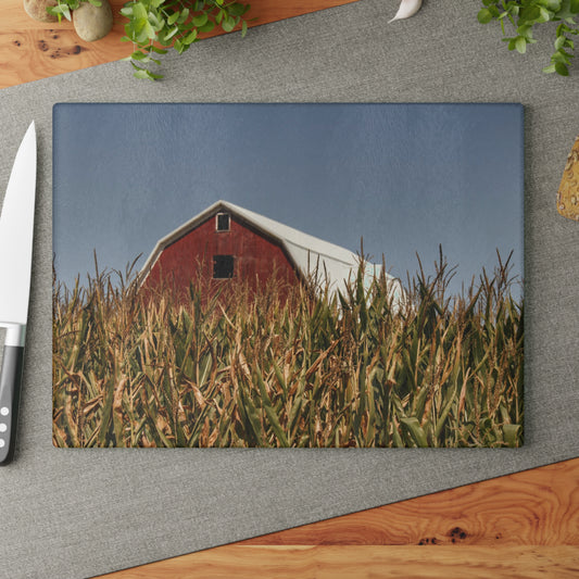 U R There Photography Beyond the Corn Rustic Farmhouse Tempered-Glass Cutting Board