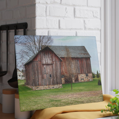 U R There Photography Millington Road Stone Grey Rustic Farmhouse Tempered-Glass Cutting Board