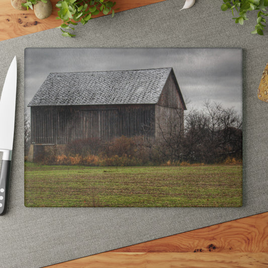 U R There Photography Brown City Road Grey Rustic Farmhouse Tempered-Glass Cutting Board
