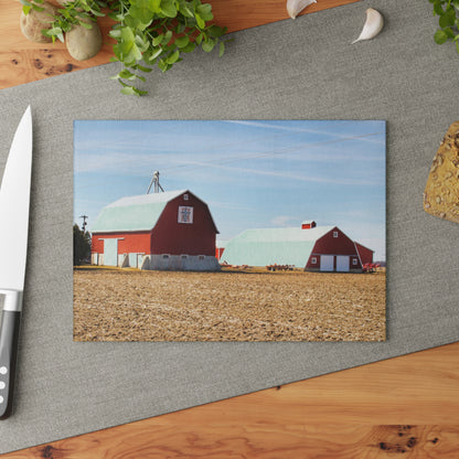 U R There Photography French Road Quilted Red Rustic Farmhouse Tempered-Glass Cutting Board