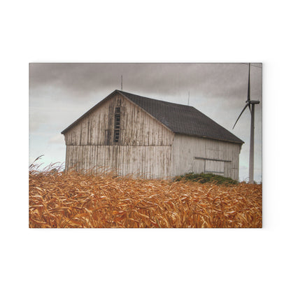 U R There Photography Merry Road Grey Rustic Farmhouse Tempered-Glass Cutting Board