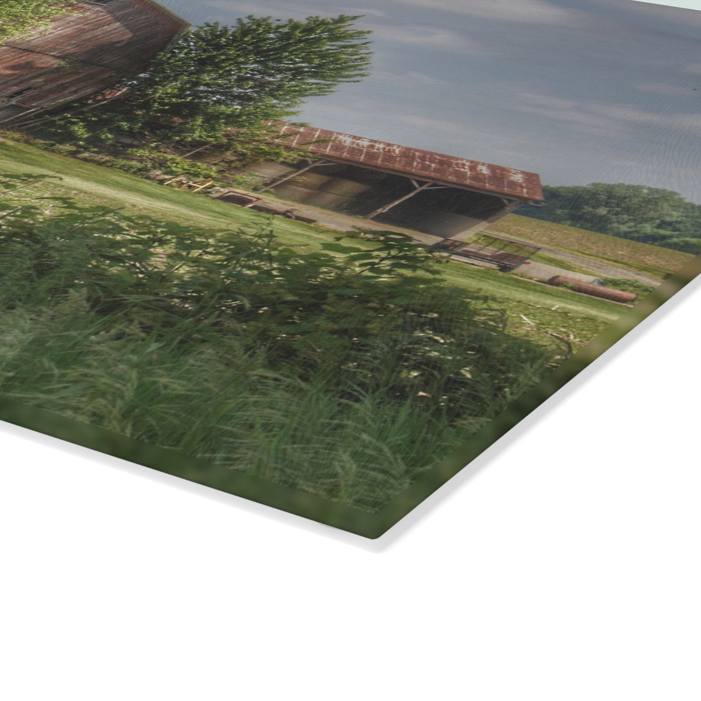 U R There Photography Ross Road Red Rustic Farmhouse Tempered-Glass Cutting Board