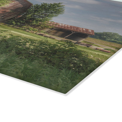 U R There Photography Ross Road Red Rustic Farmhouse Tempered-Glass Cutting Board