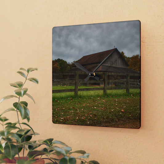 U R There Photography Chalet Grey I Rustic Farmhouse Acrylic Analog Wall Clock