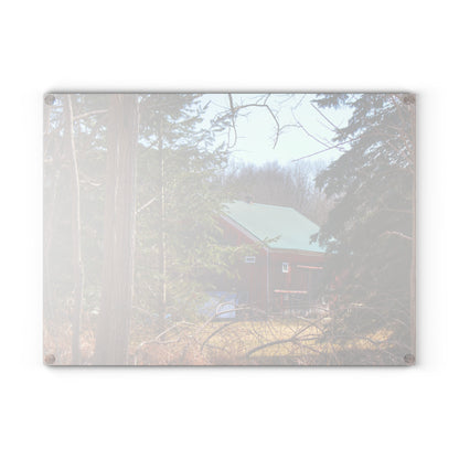 U R There Photography Bordman Road Hidden Red Rustic Farmhouse Tempered-Glass Cutting Board