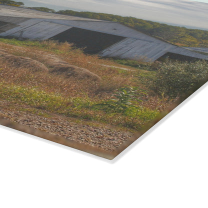 U R There Photography Hurd Corners Road Grey Shack Rustic Farmhouse Tempered-Glass Cutting Board