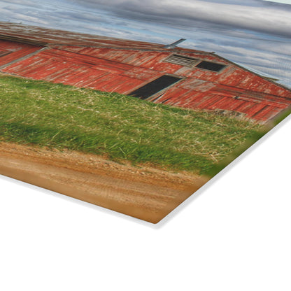 U R There Photography Centerline Sinking Shack Rustic Farmhouse Tempered-Glass Cutting Board