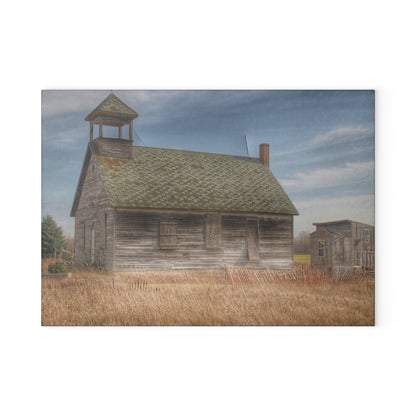 U R There Photography McKenzie Road Old Schoolhouse Rustic Farmhouse Tempered-Glass Cutting Board