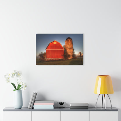 U R There Photography Klam Road Red Meets Foggy Sunrise I Rustic Farmhouse Acrylic Wall Print