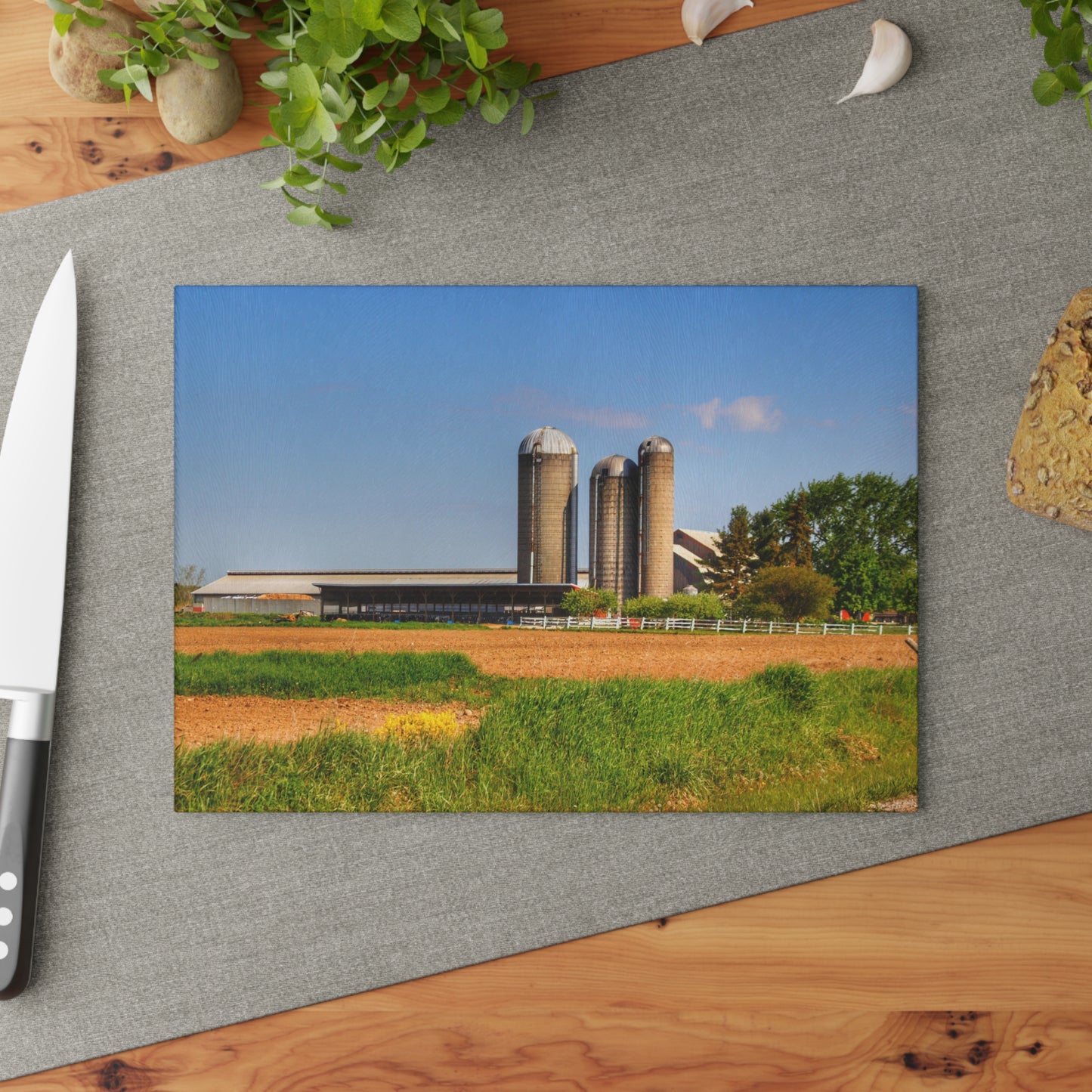 U R There Photography Leslie Road Hidden Rustic Farmhouse Tempered-Glass Cutting Board