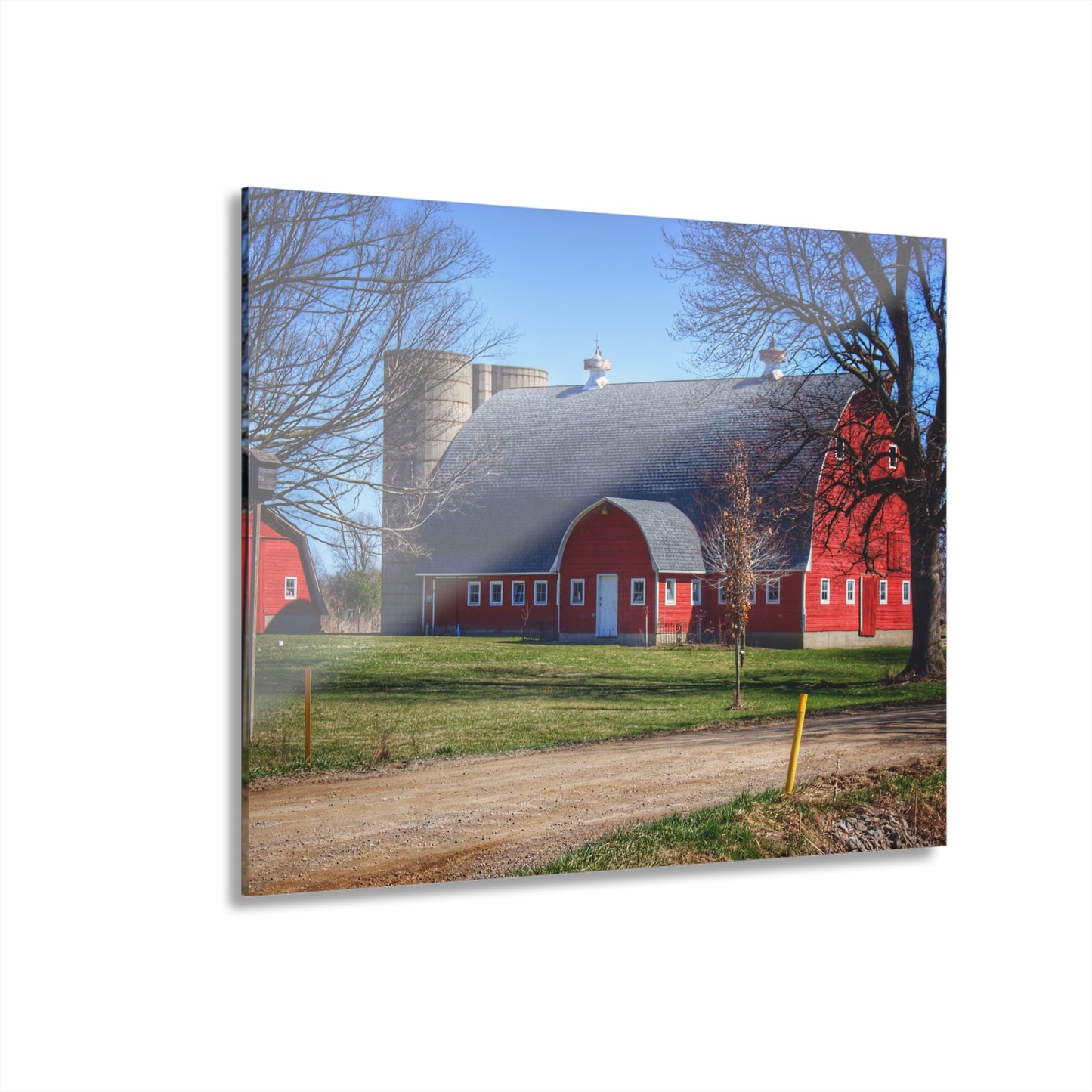U R There Photography Hough Road Reds and Silo II Rustic Farmhouse Acrylic Wall Print