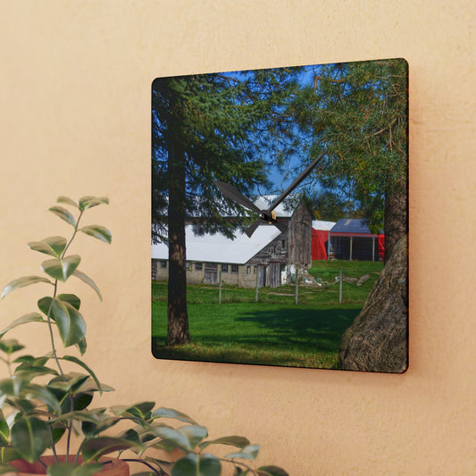 U R There Photography Oakwood Road Old Grey Rustic Farmhouse Acrylic Analog Wall Clock