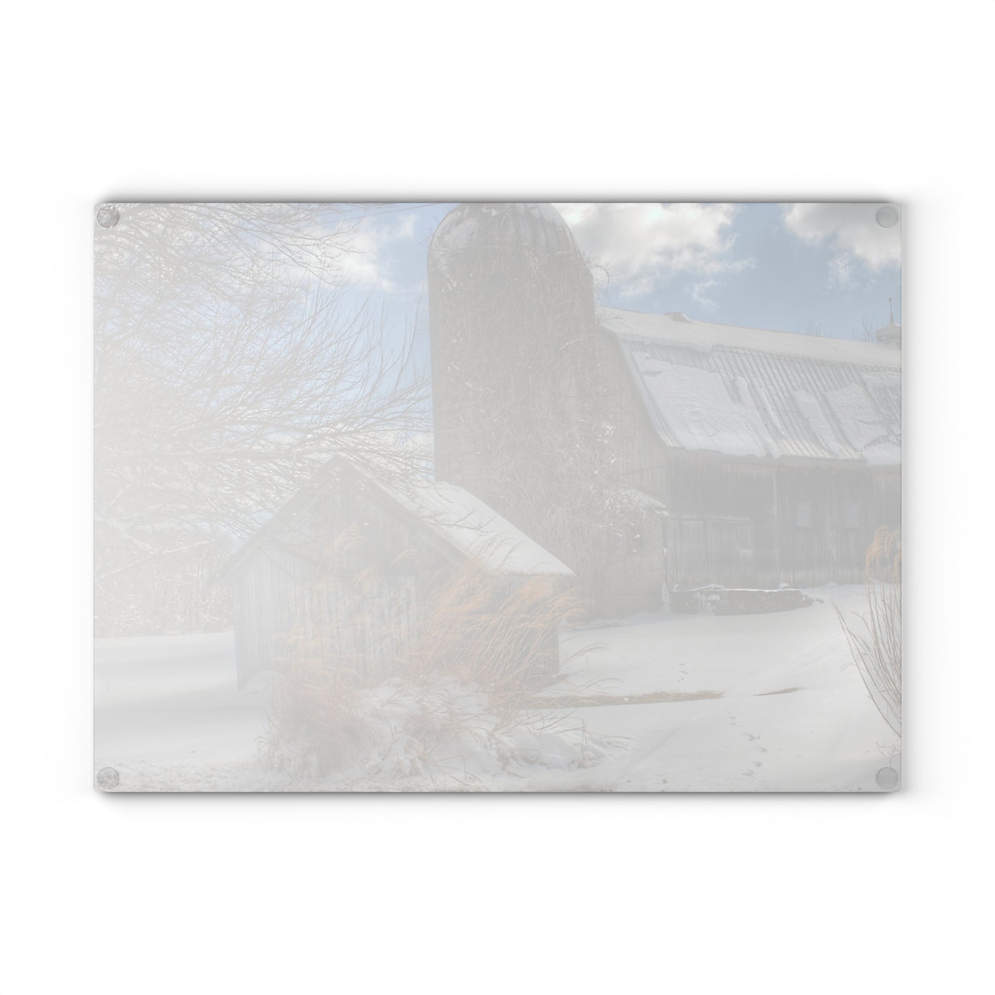 U R There Photography Ludwig Road Greys in Winter Rustic Farmhouse Tempered-Glass Cutting Board