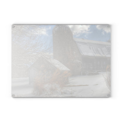 U R There Photography Ludwig Road Greys in Winter Rustic Farmhouse Tempered-Glass Cutting Board