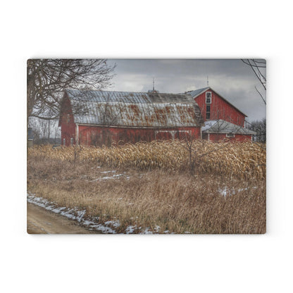 U R There Photography Edward Road Reds Rustic Farmhouse Tempered-Glass Cutting Board