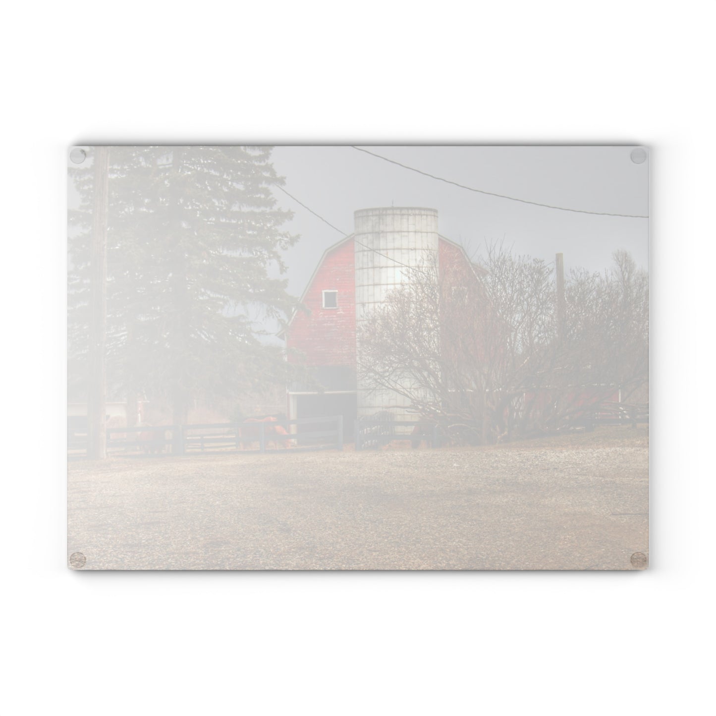 U R There Photography Blood Road Red and Horses Rustic Farmhouse Tempered-Glass Cutting Board