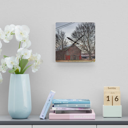 U R There Photography Almont Van Dyke Red III Rustic Farmhouse Acrylic Analog Wall Clock