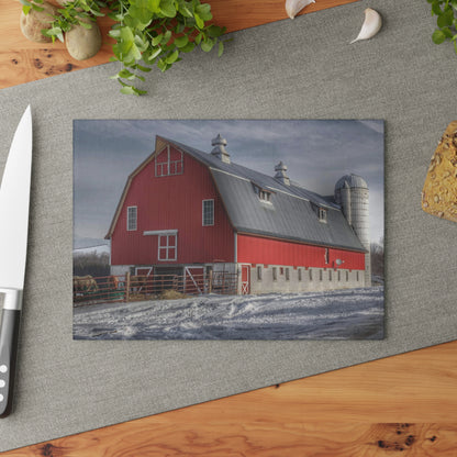 U R There Photography Casey Road Red Rustic Farmhouse Tempered-Glass Cutting Board