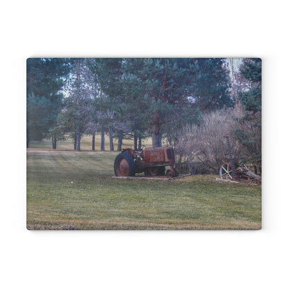 U R There Photography Casey Road Yard Art II Rustic Farmhouse Tempered-Glass Cutting Board