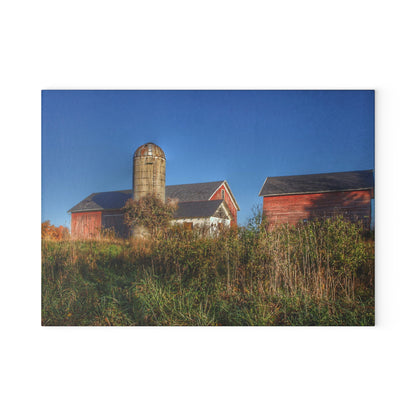 U R There Photography Clarkston Road Red II Rustic Farmhouse Tempered-Glass Cutting Board