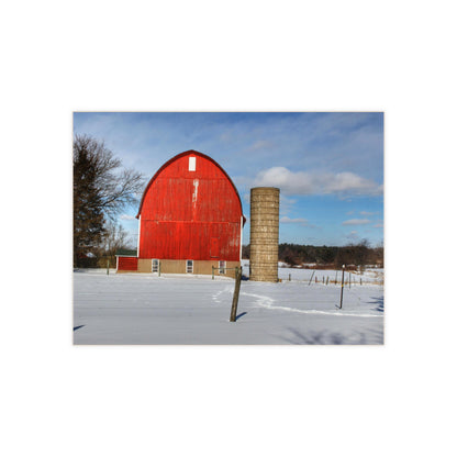 U R There Photography Barnes Road Winter Red Rustic Farmhouse Decorative Ceramic Tile