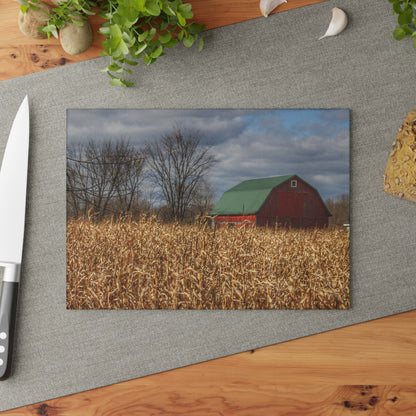 U R There Photography North Force Road Hidden Red Rustic Farmhouse Tempered-Glass Cutting Board
