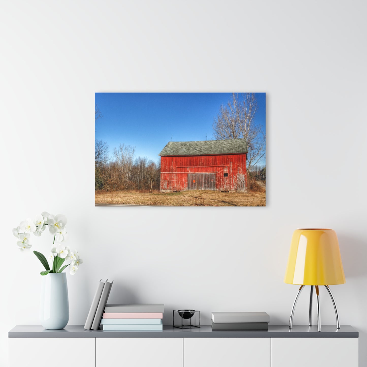 U R There Photography Vernor Road Red Rustic Farmhouse Acrylic Wall Print