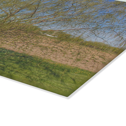 U R There Photography Spring Farm Willow Tree Rustic Farmhouse Tempered-Glass Cutting Board