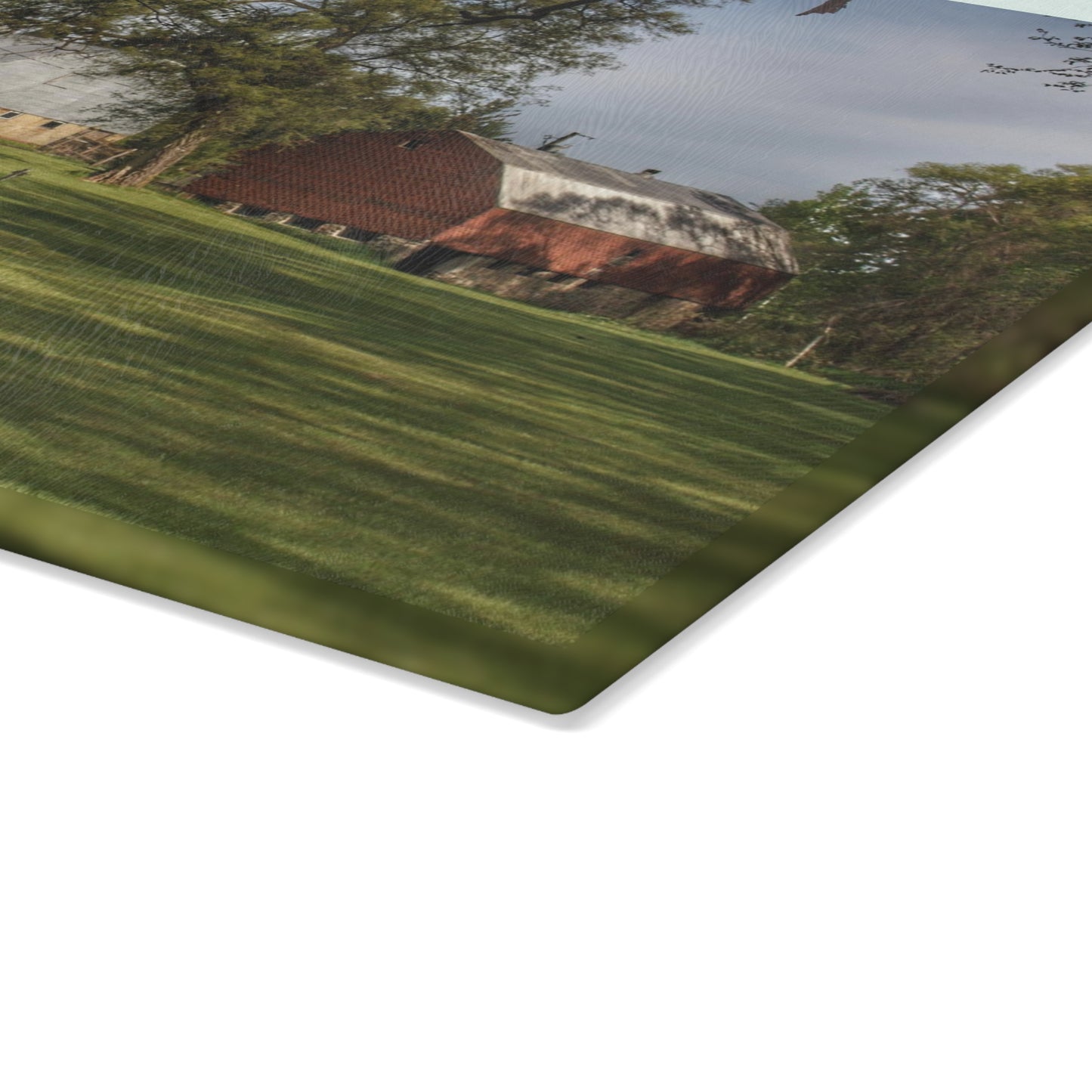 U R There Photography Clark Park Road Reds Rustic Farmhouse Tempered-Glass Cutting Board