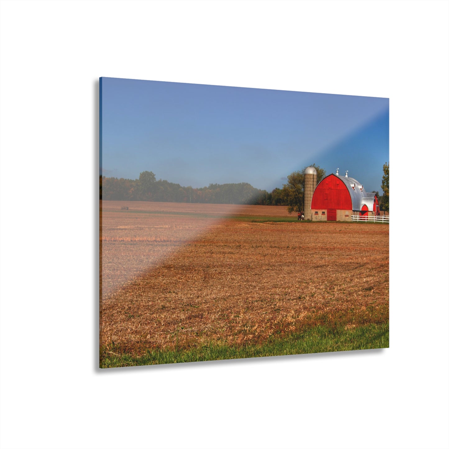 U R There Photography Brown City Wellman Line Road Red Rustic Farmhouse Acrylic Wall Print