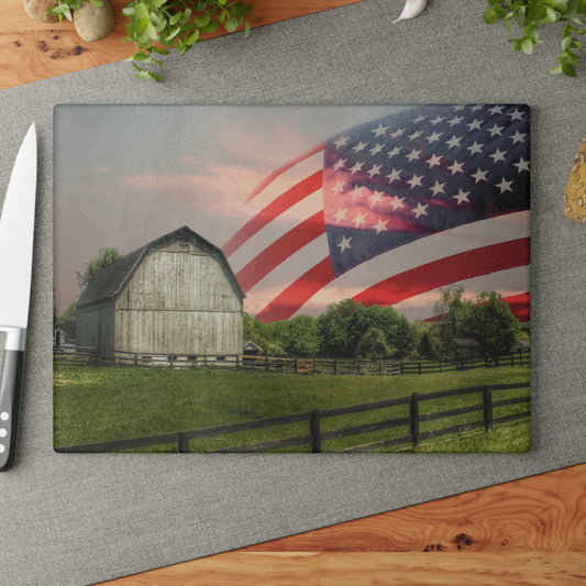 U R There Photography An American Farm II Rustic Farmhouse Tempered-Glass Cutting Board