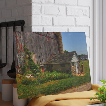 U R There Photography Marlette Red V Rustic Farmhouse Tempered-Glass Cutting Board