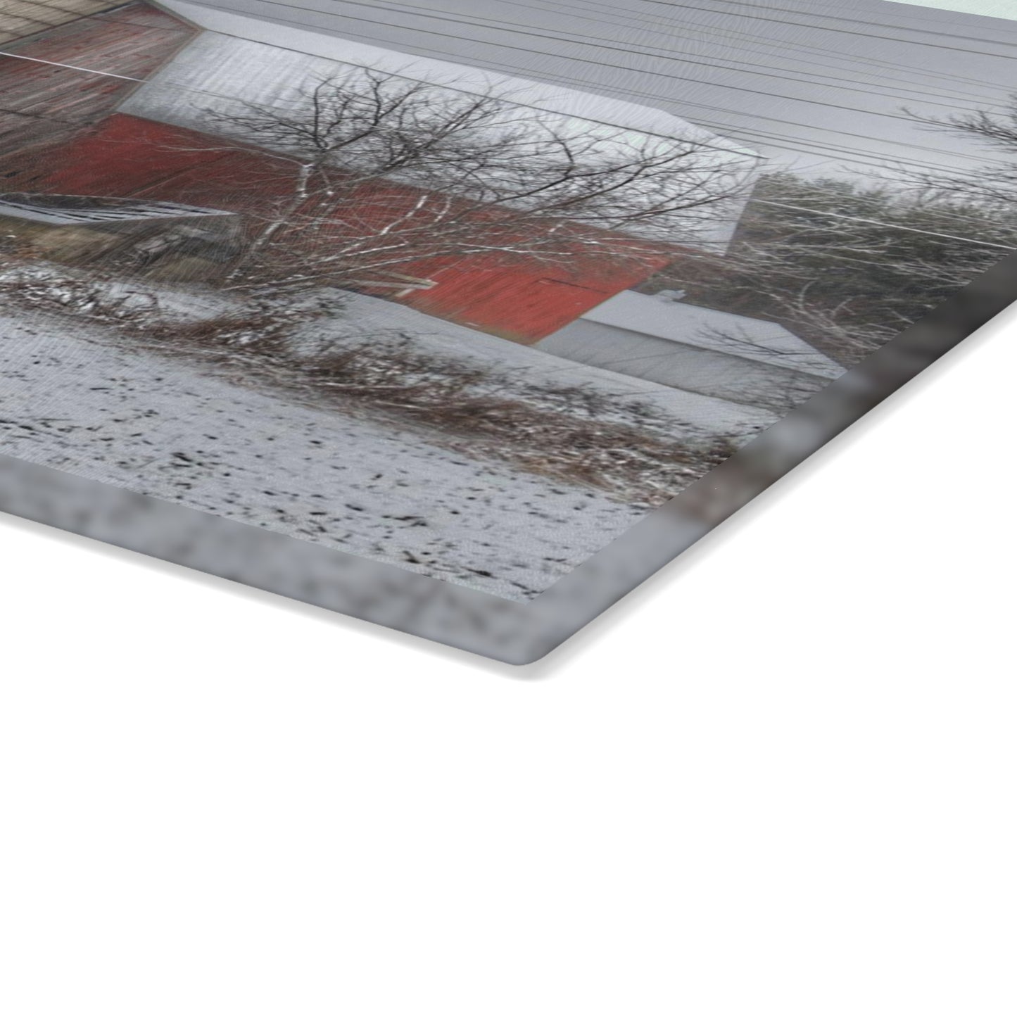 U R There Photography Arbela Road Red Rustic Farmhouse Tempered-Glass Cutting Board