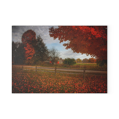 U R There Photography East Frances Road Hidden Grey II Rustic Farmhouse Tempered-Glass Cutting Board