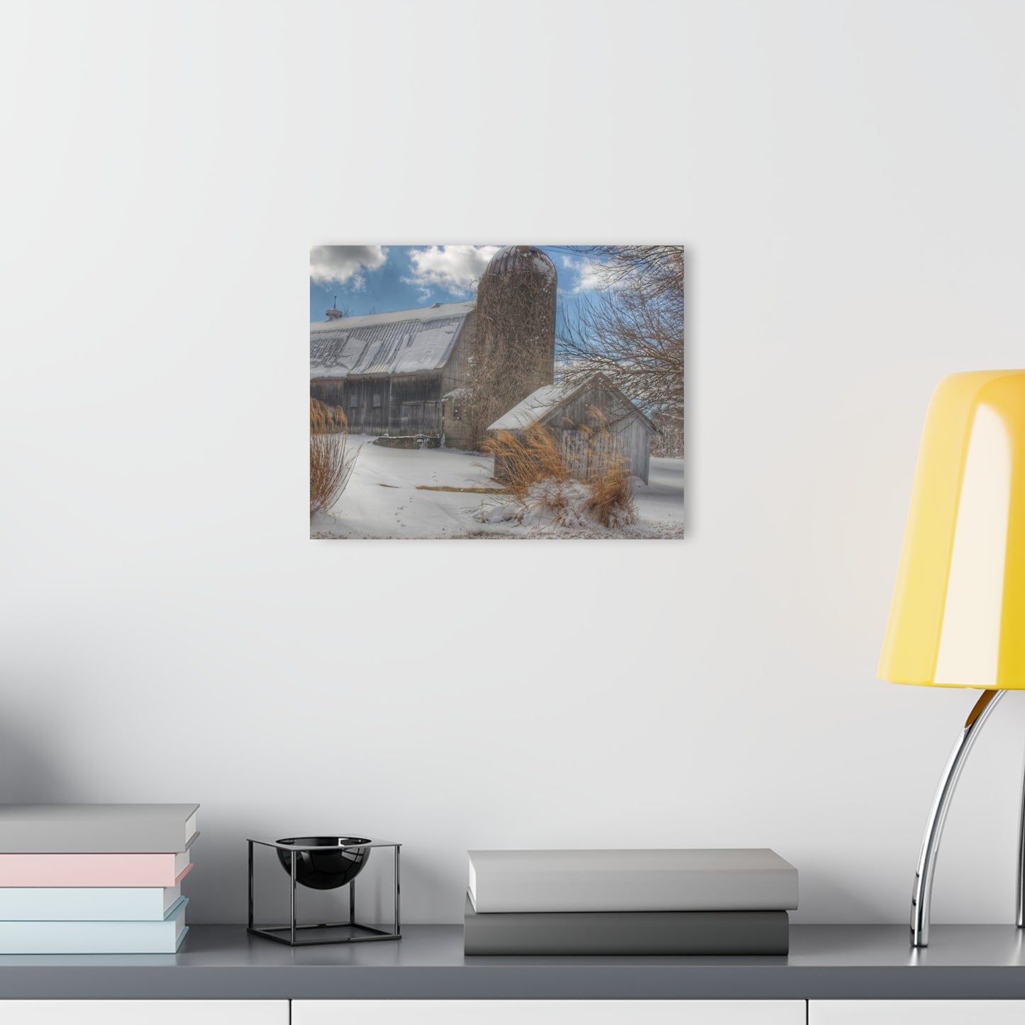 U R There Photography Ludwig Road Greys in Winter Rustic Farmhouse Acrylic Wall Print
