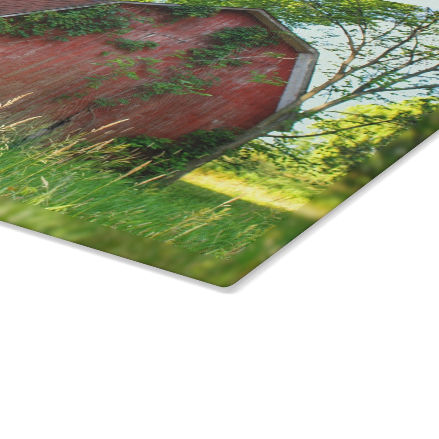 U R There Photography Murphy Lake Road Old Red Rustic Farmhouse Tempered-Glass Cutting Board