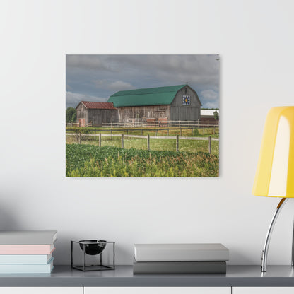 U R There Photography West Millington Road Grey Quilt Rustic Farmhouse Acrylic Wall Print
