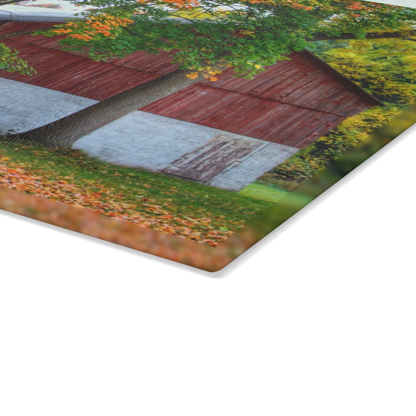 U R There Photography M-25 Red Rustic Farmhouse Tempered-Glass Cutting Board