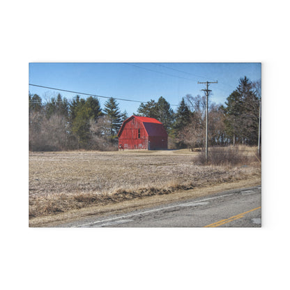 U R There Photography Maple Grove Little Red Rustic Farmhouse Tempered-Glass Cutting Board